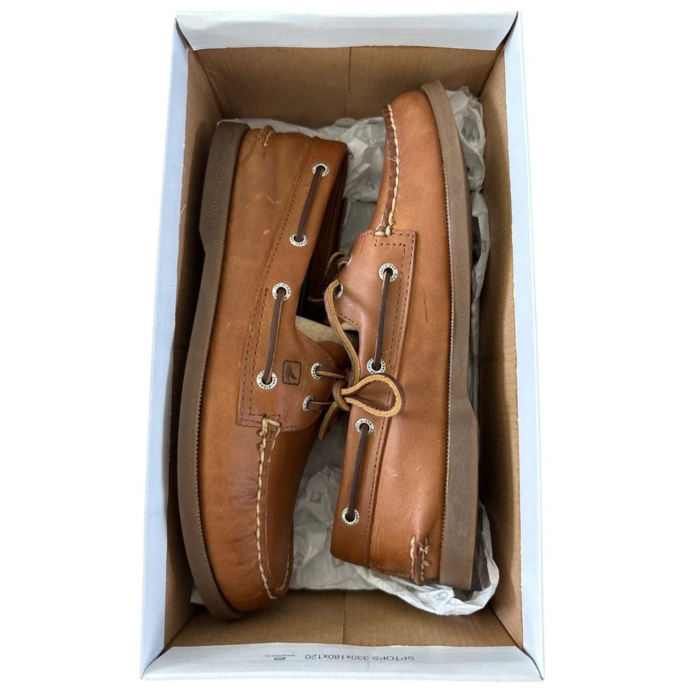 Sperry Authentic Original 2 Eye Boat Shoes Mens 10 Sahara Leather Tan NIB $110
